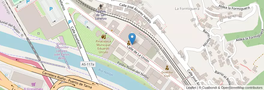 Mapa de ubicacion de Comedor social en Испания, Астурия, Астурия, Llangréu/Langreo.