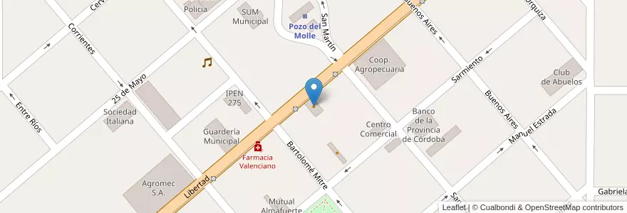 Mapa de ubicacion de Comedor Tío Pepe en الأرجنتين, Córdoba, Departamento Río Segundo, Pedanía Calchín, Municipio De Pozo Del Molle, Pozo Del Molle.