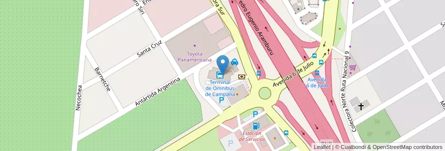 Mapa de ubicacion de Comedor Travel en Arjantin, Buenos Aires, Partido De Campana.