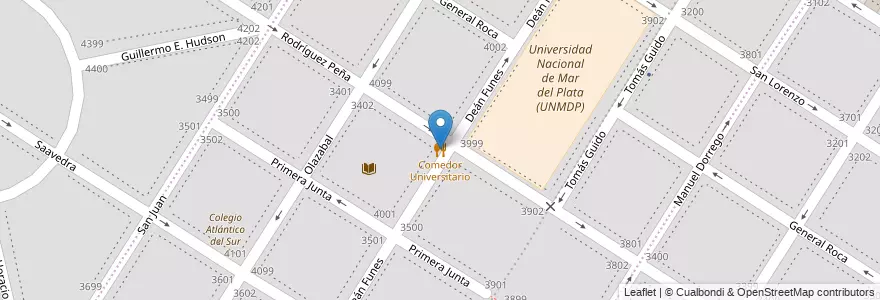 Mapa de ubicacion de Comedor Universitario en Arjantin, Buenos Aires, Partido De General Pueyrredón, Mar Del Plata.