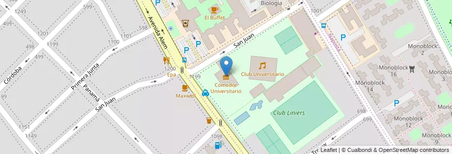 Mapa de ubicacion de Comedor Universitario en 阿根廷, 布宜诺斯艾利斯省, Partido De Bahía Blanca, Bahía Blanca.