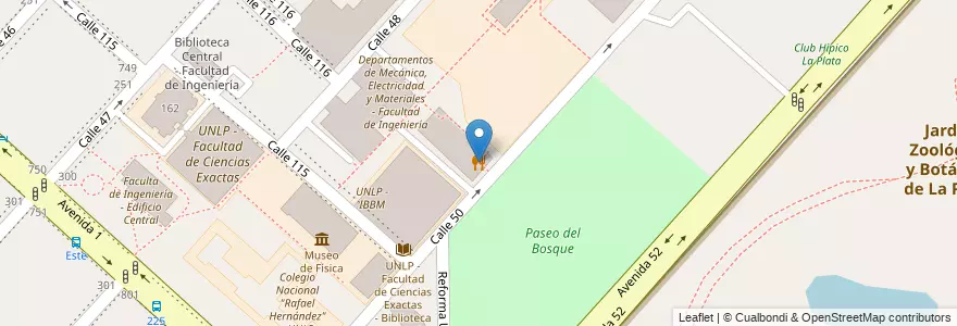 Mapa de ubicacion de Comedor Universitario, Casco Urbano en アルゼンチン, ブエノスアイレス州, Partido De La Plata, La Plata.