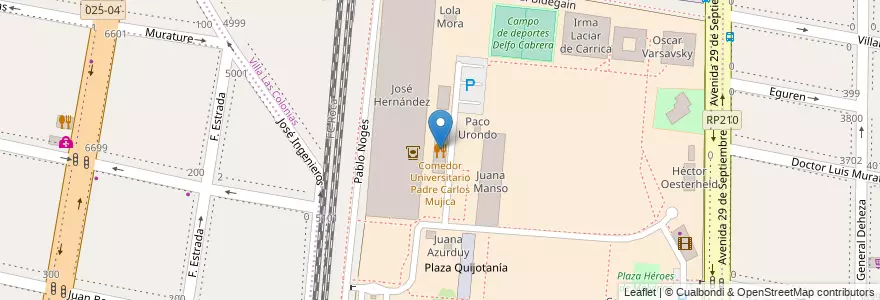Mapa de ubicacion de Comedor Universitario Padre Carlos Mujica en Arjantin, Buenos Aires, Partido De Lanús, Remedios De Escalada.