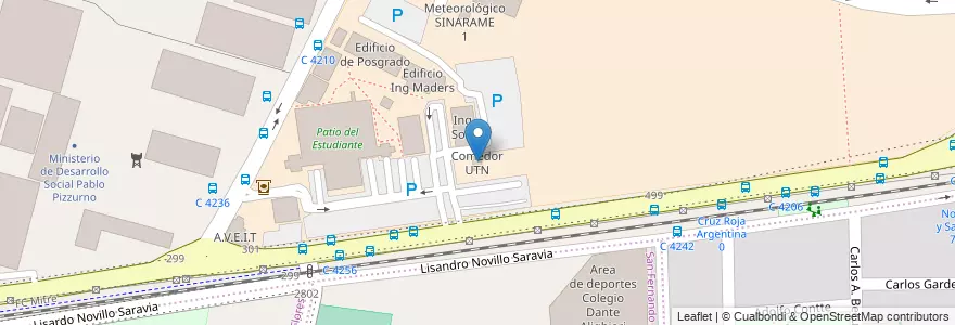 Mapa de ubicacion de Comedor UTN en 아르헨티나, Córdoba, Departamento Capital, Pedanía Capital, Córdoba, Municipio De Córdoba.