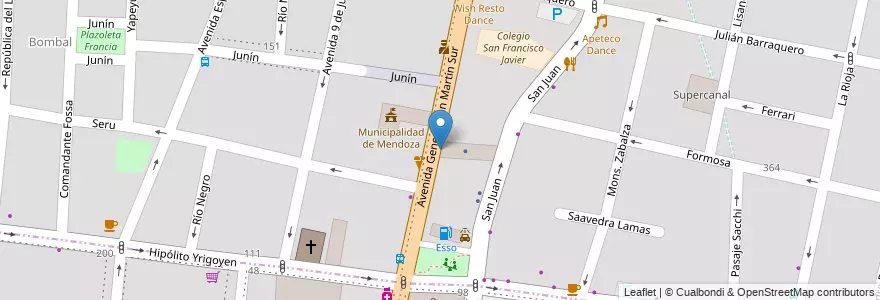 Mapa de ubicacion de Comercial en 阿根廷, 智利, Mendoza, Departamento Capital, Sección 2ª Barrio Cívico, Ciudad De Mendoza.