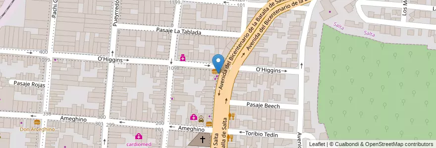 Mapa de ubicacion de comida japonesa en Arjantin, Salta, Capital, Municipio De Salta, Salta.