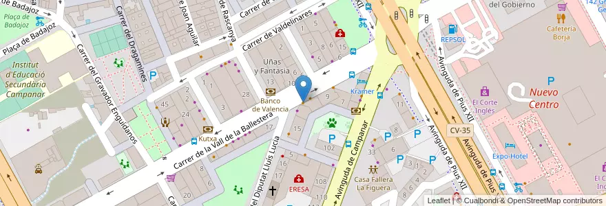 Mapa de ubicacion de Comidas Campanar en スペイン, バレンシア州, València / Valencia, Comarca De València, València.