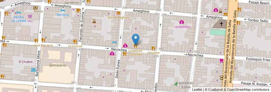 Mapa de ubicacion de COMIDAS CASERAS en アルゼンチン, サルタ州, Capital, Municipio De Salta, Salta.