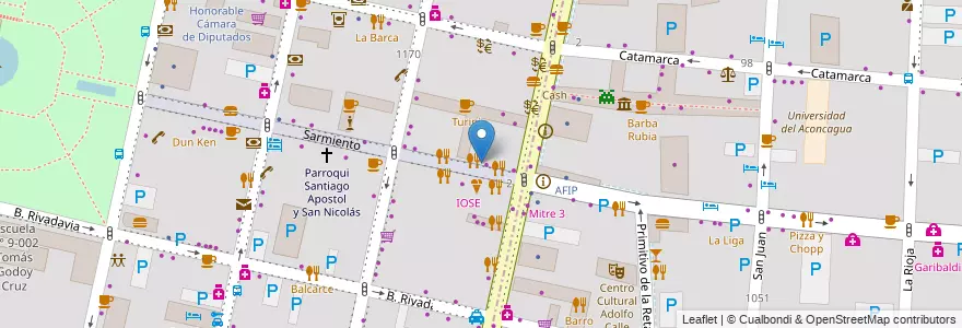 Mapa de ubicacion de Comidas de mi campo en آرژانتین, شیلی, Mendoza, Departamento Capital, Ciudad De Mendoza.