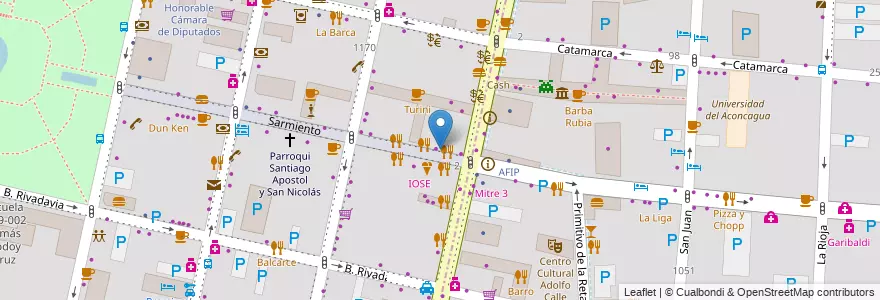 Mapa de ubicacion de Comidas de mi campo en Аргентина, Чили, Мендоса, Departamento Capital, Ciudad De Mendoza.