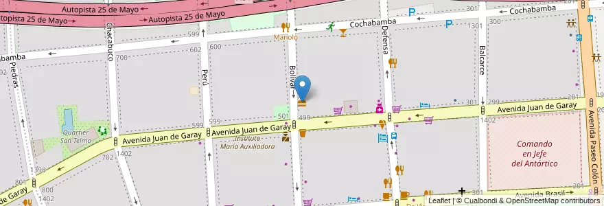 Mapa de ubicacion de Comidas para Llevar, San Telmo en 아르헨티나, Ciudad Autónoma De Buenos Aires, Comuna 1, 부에노스아이레스.