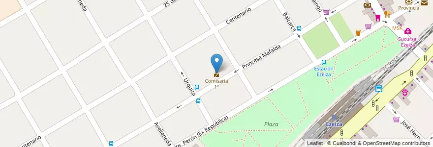 Mapa de ubicacion de Comisaria 1° en Arjantin, Buenos Aires, Partido De Ezeiza, Ezeiza.