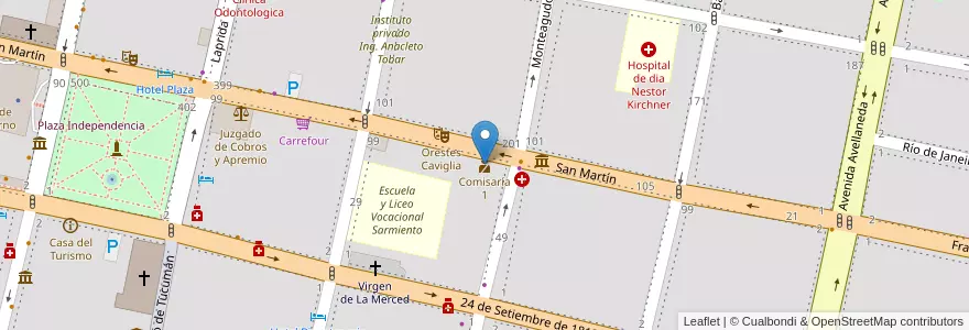 Mapa de ubicacion de Comisaría 1 en Arjantin, Tucumán, San Miguel De Tucumán, Departamento Capital, San Miguel De Tucumán.