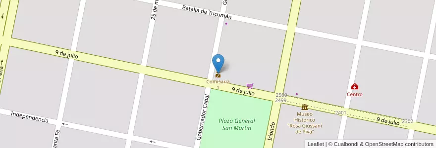 Mapa de ubicacion de Comisaria 1 en Аргентина, Санта-Фе, Departamento San Justo, Municipio De San Justo, San Justo.