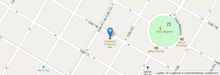 Mapa de ubicacion de Comisaria 10 de City Bell, City Bell en Argentina, Provincia Di Buenos Aires, Partido De La Plata, City Bell.