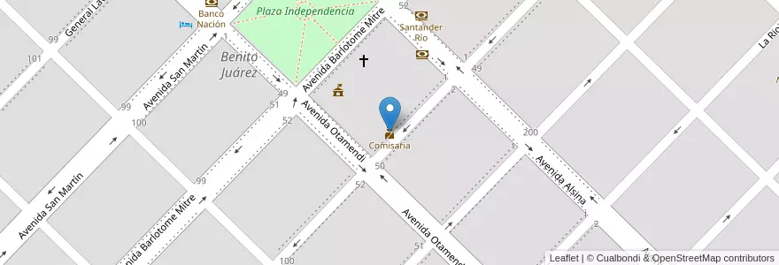 Mapa de ubicacion de Comisaria en Arjantin, Buenos Aires, Partido De Benito Juárez, Benito Juárez.