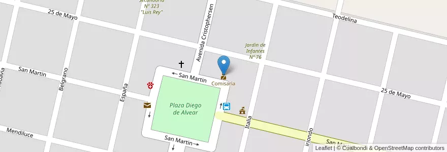 Mapa de ubicacion de Comisaría en Argentinië, Santa Fe, Departamento General López, Municipio De Diego De Alvear.
