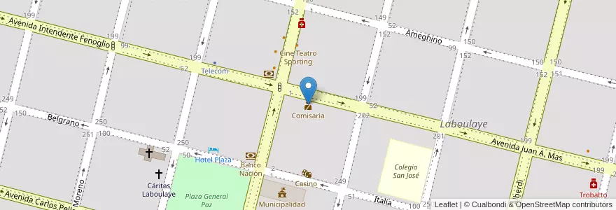 Mapa de ubicacion de Comisaría en アルゼンチン, コルドバ州, Departamento Presidente Roque Sáenz Peña, Pedanía La Amarga, Municipio De Laboulaye, Laboulaye.