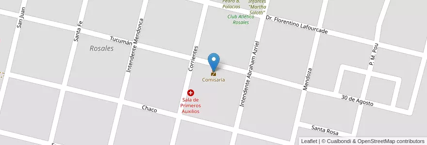 Mapa de ubicacion de Comisaría en Argentinië, Córdoba, Departamento Presidente Roque Sáenz Peña, Pedanía San Martín, Comuna De Rosales, Rosales.
