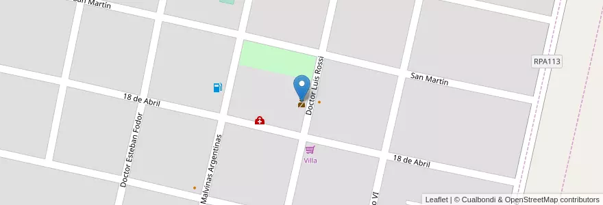 Mapa de ubicacion de Comisaría en アルゼンチン, コルドバ州, Departamento Presidente Roque Sáenz Peña, Pedanía San Martín, Comuna De Villa Rossi, Villa Rossi.