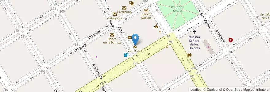 Mapa de ubicacion de Comisaría en Arjantin, Buenos Aires, Partido De Trenque Lauquen, Cuartel Chacras De Trenque Lauquen, Trenque Lauquen.