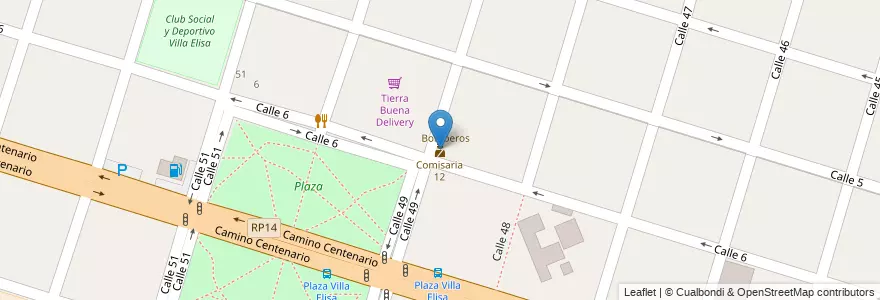 Mapa de ubicacion de Comisaria 12, Villa Elisa en アルゼンチン, ブエノスアイレス州, Partido De La Plata, Villa Elisa.