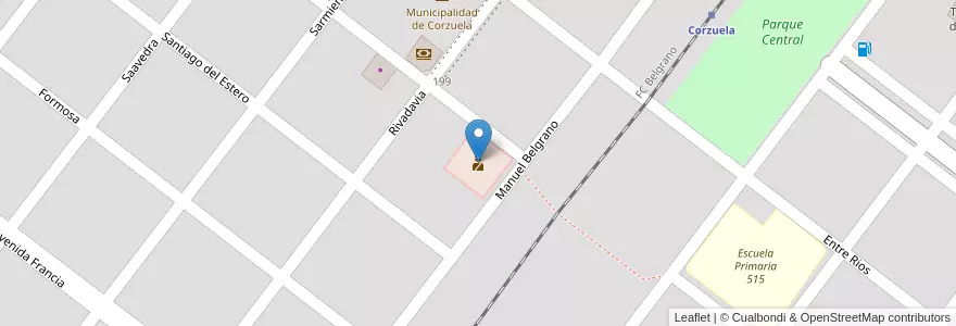 Mapa de ubicacion de Comisaría en Arjantin, Chaco, Departamento General Belgrano, Municipio De Corzuela, Corzuela.