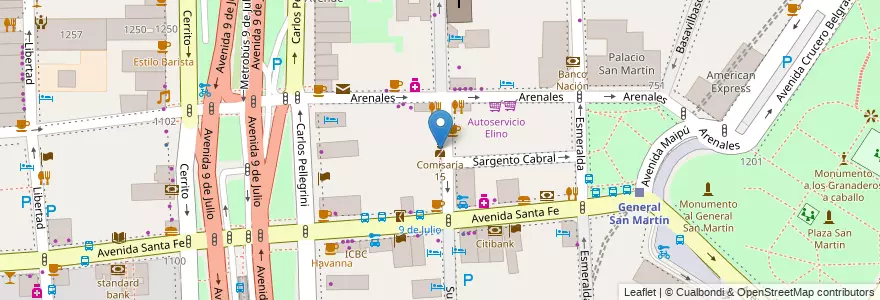 Mapa de ubicacion de Comisaría 15, Retiro en Аргентина, Буэнос-Айрес, Comuna 1, Буэнос-Айрес.