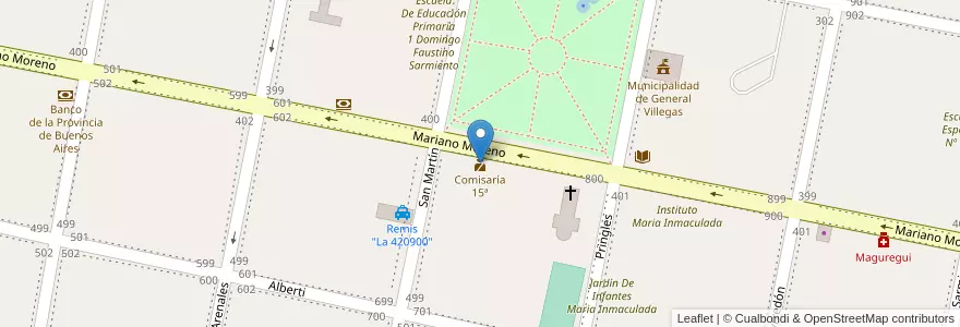 Mapa de ubicacion de Comisaría 15ª en Arjantin, Buenos Aires, Partido De General Villegas.