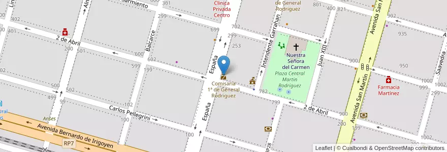 Mapa de ubicacion de Comisaria 1ª de General Rodriguez en Argentina, Buenos Aires, Partido De General Rodríguez.
