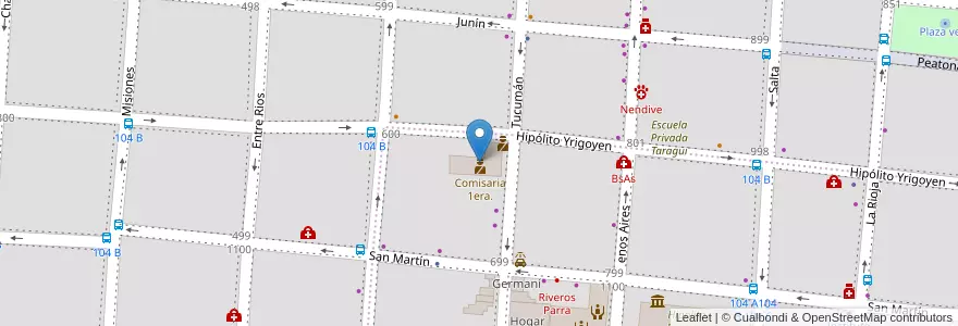 Mapa de ubicacion de Comisaria 1era. en アルゼンチン, コリエンテス州, Departamento Capital, Corrientes, Corrientes.