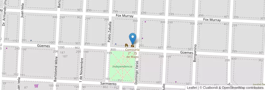 Mapa de ubicacion de Comisaría 2° - 25 de Mayo en 아르헨티나, 부에노스아이레스주, Partido De Veinticinco De Mayo, Norberto De La Riestra.