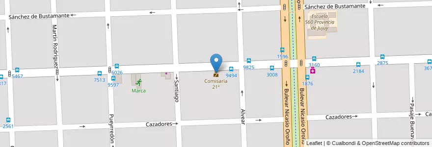 Mapa de ubicacion de Comisaría 21ª en アルゼンチン, サンタフェ州, Departamento Rosario, Municipio De Rosario, ロサリオ.