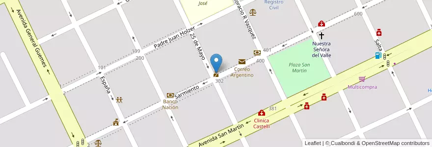Mapa de ubicacion de Comisaria en 阿根廷, Chaco, Departamento General Güemes, Municipio De Juan José Castelli, Juan José Castelli, Juan Jose Castelli.