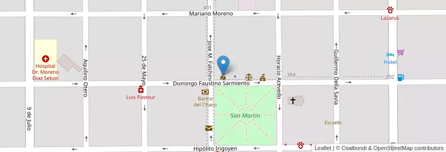 Mapa de ubicacion de Comisaría en 阿根廷, Chaco, Departamento Fray Justo Santa María De Oro, Municipio De Santa Sylvina, Santa Sylvina.