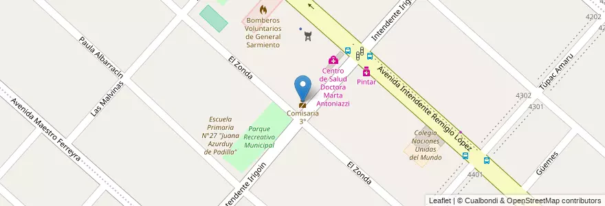 Mapa de ubicacion de Comisaria 3° en Argentina, Buenos Aires, Partido De San Miguel, Santa María.