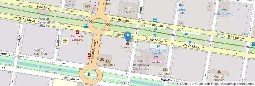 Mapa de ubicacion de Comisaria 3° en Argentina, Río Negro, General Roca, Departamento General Roca, General Roca.