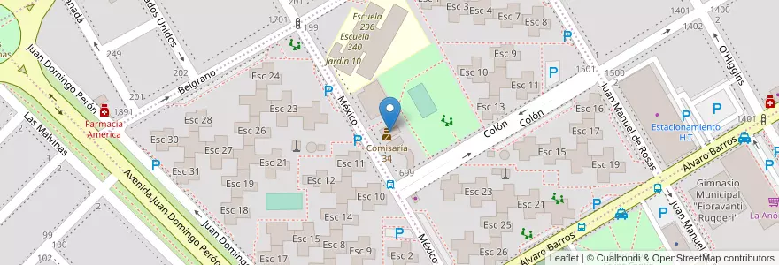 Mapa de ubicacion de Comisaría 34 en Arjantin, Río Negro, Departamento Adolfo Alsina, Viedma, Viedma.