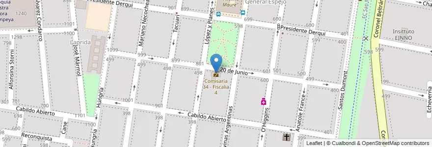 Mapa de ubicacion de Comisaría 34 - Fiscalia 4 en Argentine, Chili, Mendoza, Godoy Cruz, Departamento Godoy Cruz, Distrito Ciudad De Godoy Cruz.