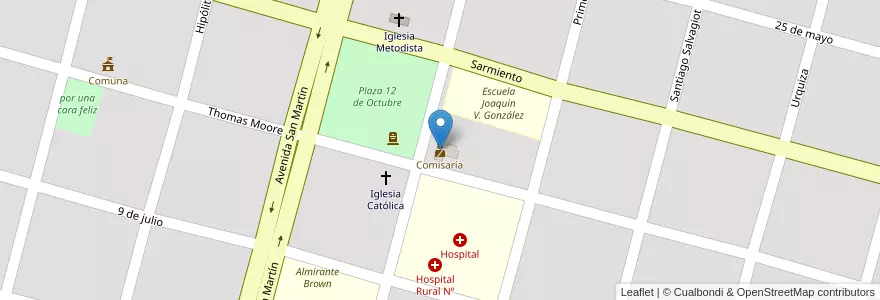 Mapa de ubicacion de Comisaría en Argentinië, Santa Fe, Departamento San Javier, Comuna De Alejandra.