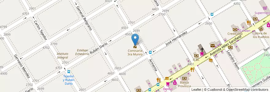 Mapa de ubicacion de Comisaría 3ra Munro en Arjantin, Buenos Aires, Partido De Vicente López, Vicente López.