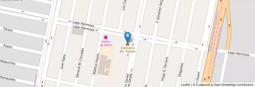 Mapa de ubicacion de Comisaría 40 - Fiscalia 4 en Arjantin, Şili, Mendoza, Godoy Cruz, Departamento Godoy Cruz.