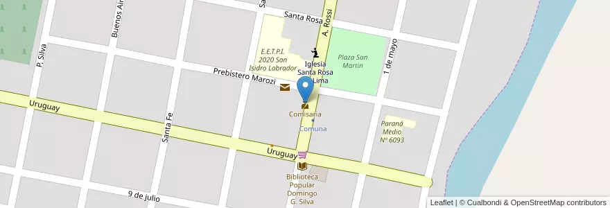 Mapa de ubicacion de Comisaria en Arjantin, Santa Fe, Departamento Garay, Municipio De Santa Rosa De Calchines, Santa Rosa.