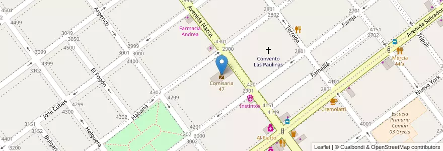 Mapa de ubicacion de Comisaria 47, Villa Pueyrredon en アルゼンチン, Ciudad Autónoma De Buenos Aires, Comuna 12, ブエノスアイレス.