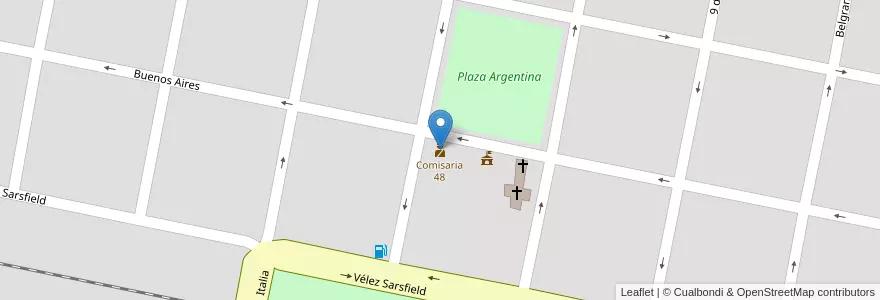 Mapa de ubicacion de Comisaria 48 en Argentinië, Córdoba, Departamento Unión, Pedanía Loboy, Municipio De Canals, Canals.
