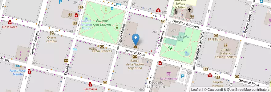 Mapa de ubicacion de Comisaría 4º en Argentina, Chile, Wilayah Río Negro, Cipolletti, Departamento General Roca.