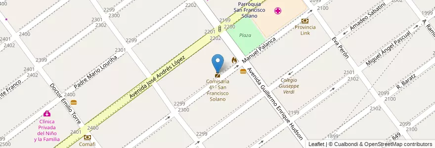 Mapa de ubicacion de Comisaría 4º - San Francisco Solano en アルゼンチン, ブエノスアイレス州, Partido De Quilmes, San Francisco Solano.