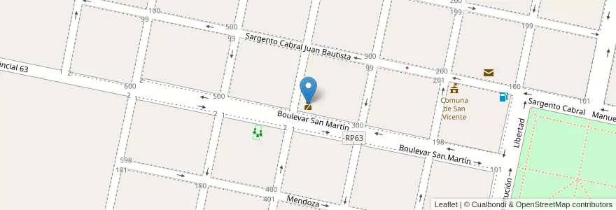 Mapa de ubicacion de Comisaría en 阿根廷, Santa Fe, Departamento Castellanos, Municipio De San Vicente.