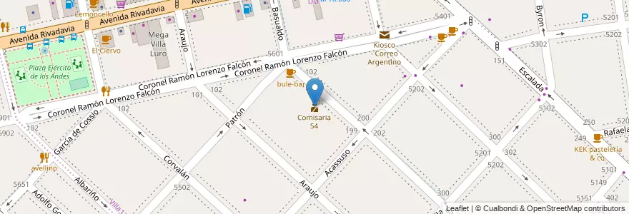 Mapa de ubicacion de Comisaria 54, Villa Luro en آرژانتین, Ciudad Autónoma De Buenos Aires, Comuna 9, Buenos Aires, Comuna 10.