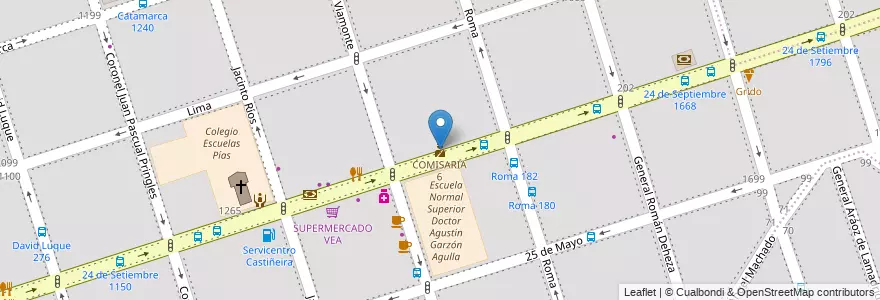 Mapa de ubicacion de COMISARIA 6 en Argentina, Córdoba, Departamento Capital, Pedanía Capital, Córdoba, Municipio De Córdoba.